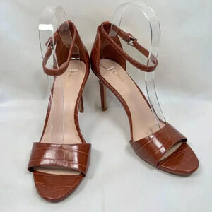 Aldo Kalanda Reptile Texture Cognac Croc Embossed Heels Size 8.5 Gold Pumps Stil